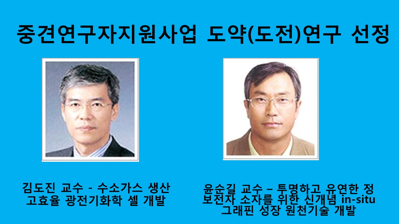 신소재공학과 김도진, 윤순길 교수, 연구재단 중견연구자 지원과제 동시 선정